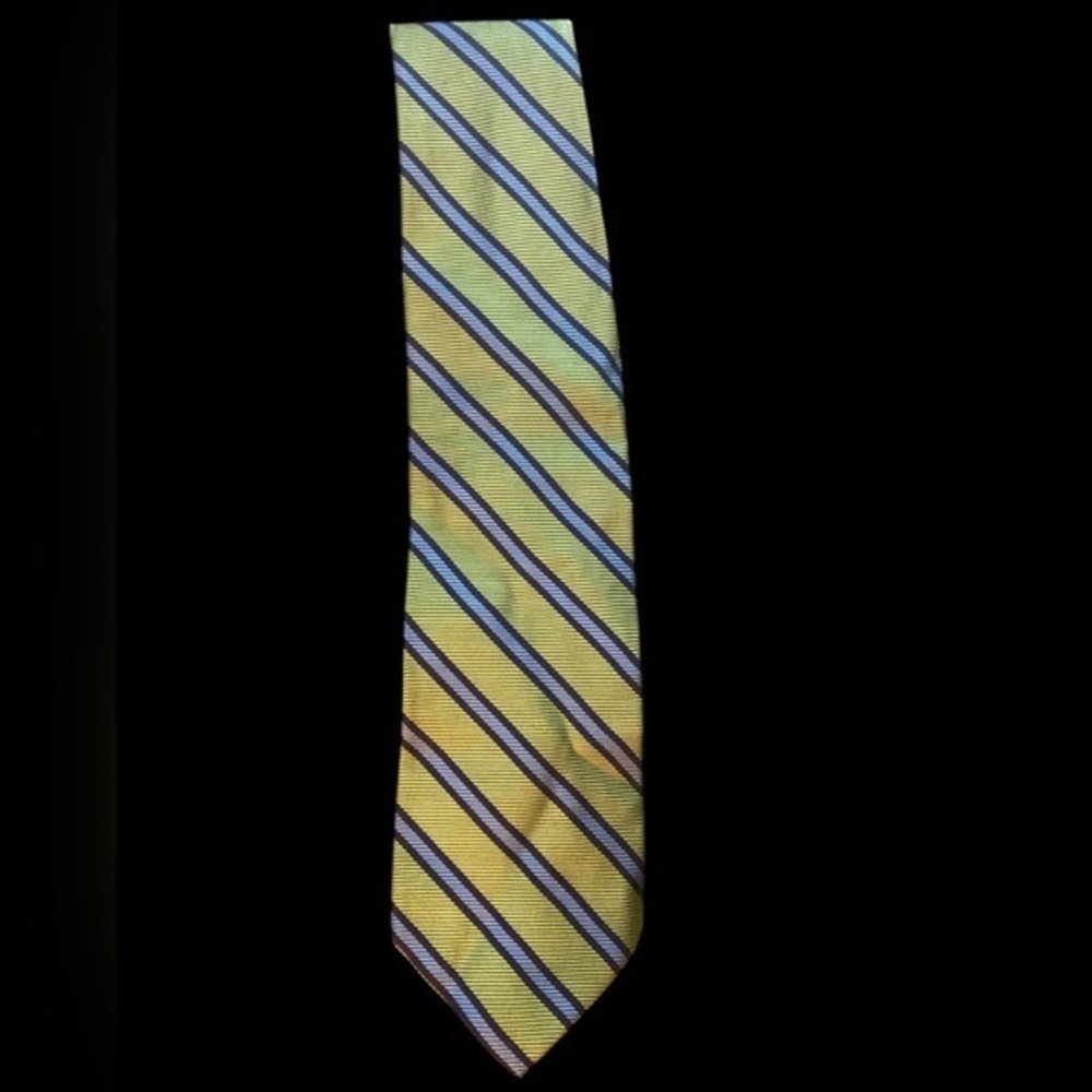 Brooks Brothers All Silk Woven Olive Green and Blue Striped Tie